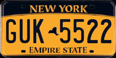 NY license plate GUK5522