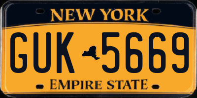 NY license plate GUK5669