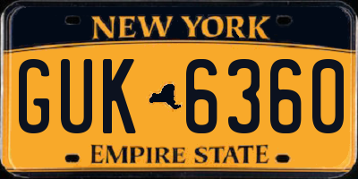 NY license plate GUK6360