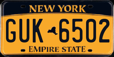 NY license plate GUK6502