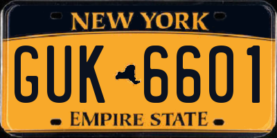 NY license plate GUK6601