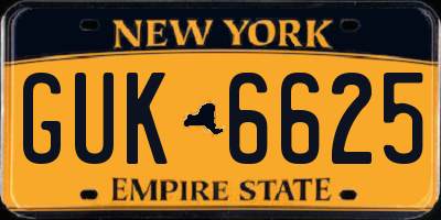 NY license plate GUK6625