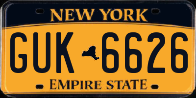 NY license plate GUK6626