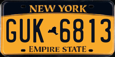 NY license plate GUK6813