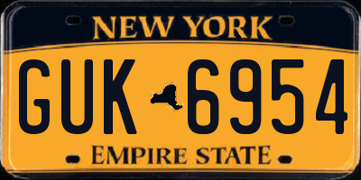 NY license plate GUK6954