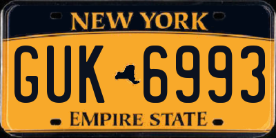 NY license plate GUK6993