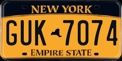 NY license plate GUK7074