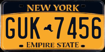 NY license plate GUK7456