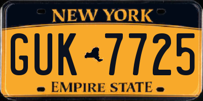 NY license plate GUK7725