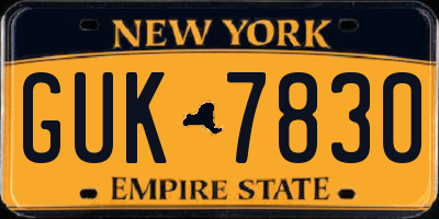 NY license plate GUK7830