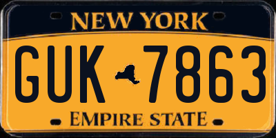 NY license plate GUK7863