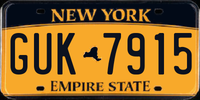 NY license plate GUK7915