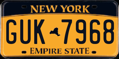 NY license plate GUK7968