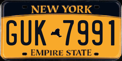 NY license plate GUK7991