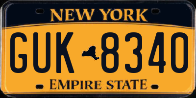NY license plate GUK8340
