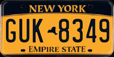 NY license plate GUK8349