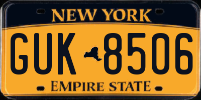 NY license plate GUK8506