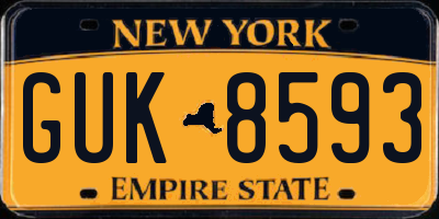 NY license plate GUK8593