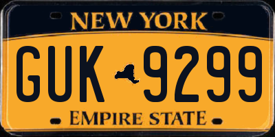 NY license plate GUK9299