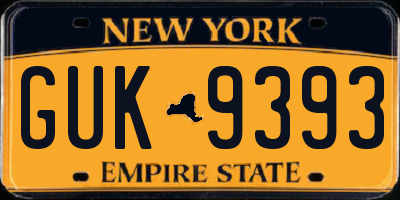 NY license plate GUK9393
