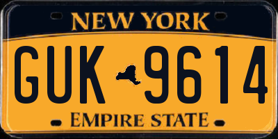 NY license plate GUK9614