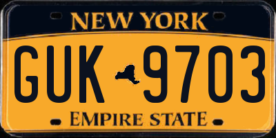 NY license plate GUK9703