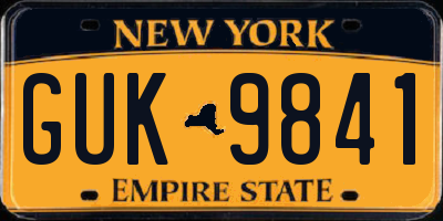 NY license plate GUK9841