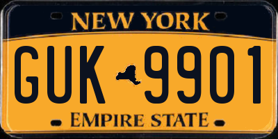 NY license plate GUK9901