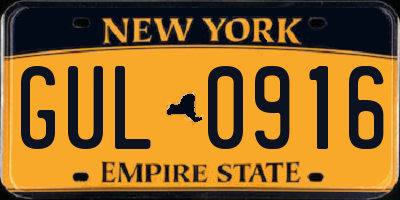 NY license plate GUL0916