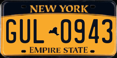 NY license plate GUL0943