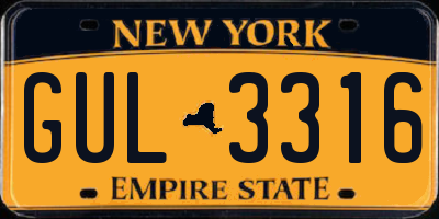 NY license plate GUL3316