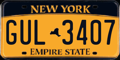 NY license plate GUL3407