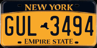 NY license plate GUL3494