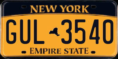 NY license plate GUL3540
