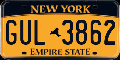 NY license plate GUL3862