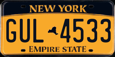 NY license plate GUL4533