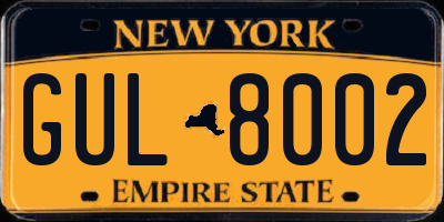 NY license plate GUL8002