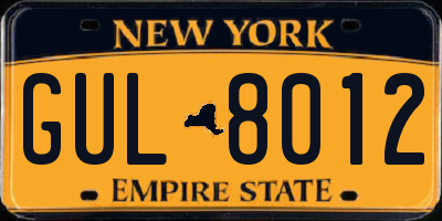 NY license plate GUL8012
