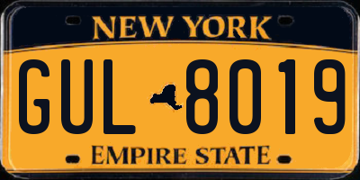 NY license plate GUL8019