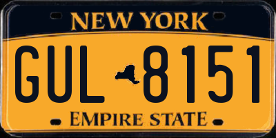 NY license plate GUL8151