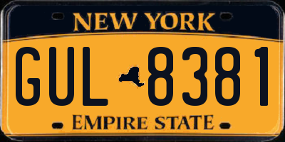 NY license plate GUL8381