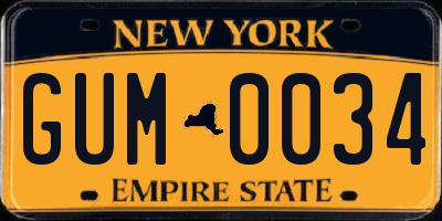 NY license plate GUM0034