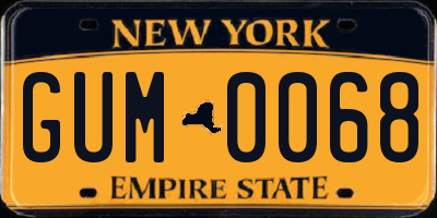 NY license plate GUM0068