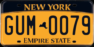 NY license plate GUM0079