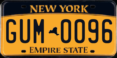 NY license plate GUM0096