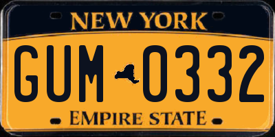 NY license plate GUM0332