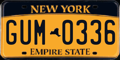 NY license plate GUM0336