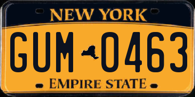 NY license plate GUM0463