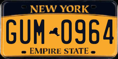 NY license plate GUM0964