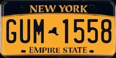 NY license plate GUM1558
